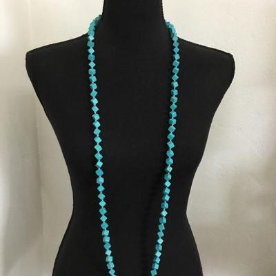 Beautiful faux turquoise, stone square bead necklace