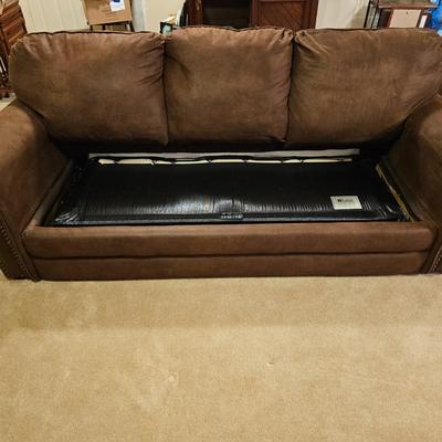 Lane Brown Faux Leather Full Size Sleeper Sofa (BD-JS)