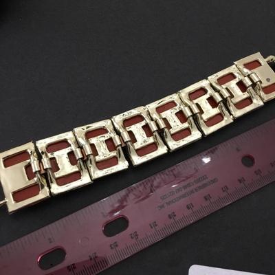 1950s vintage confetti, orange Lucite mid-century retro bracelet