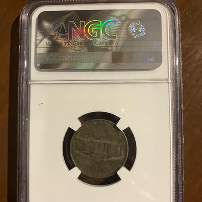 1943-P Jefferson War Nickel - NGC Genuine - WWII Silver 5¢ in Thematic Tank Holder