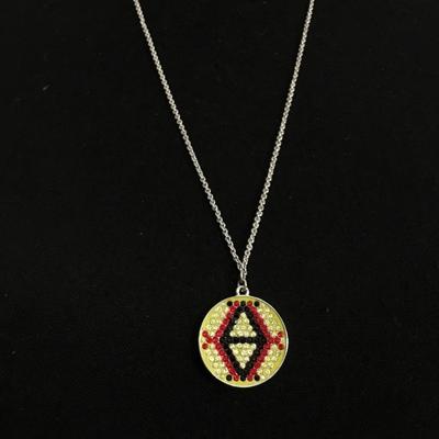 Marked Beautiful native American, crystal rhinestone pendant necklace. Very nice quality.