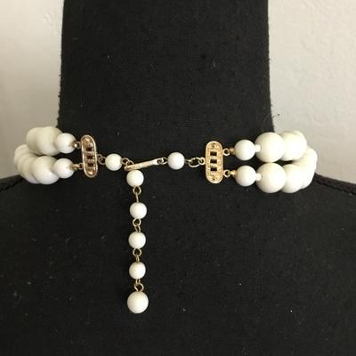 Vintage white bead, double strand necklace