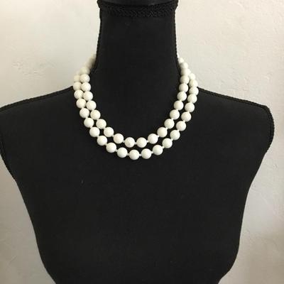Vintage white bead, double strand necklace
