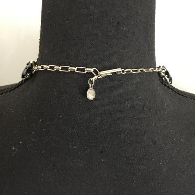 Very nice vintage, silver toned, black thermal set choker necklace