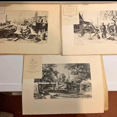 Vintage 1950s Talio-Crome Print Lot (3) w/ Original Envelopes – Lionel Barrymore & Stow Wengenroth