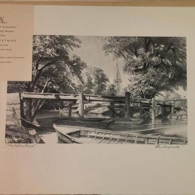 Vintage 1950s Talio-Crome Print Lot (3) w/ Original Envelopes – Lionel Barrymore & Stow Wengenroth