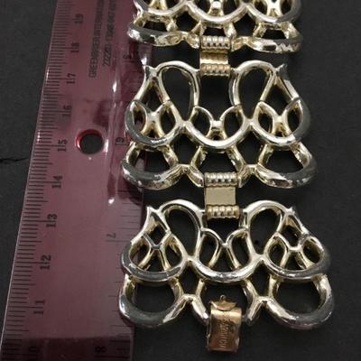 Vintage Sarah Coventry, gold toned, wide panel bracelet