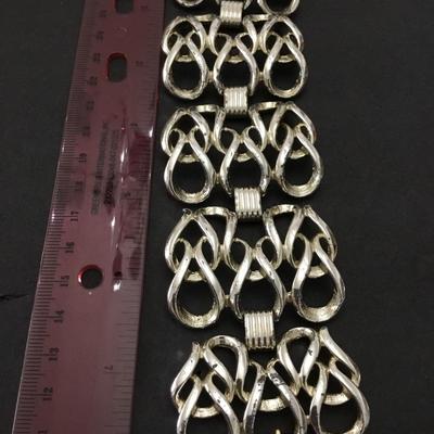 Vintage Sarah Coventry, gold toned, wide panel bracelet