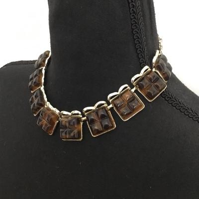 Vintage, Silver toned lucite type necklace