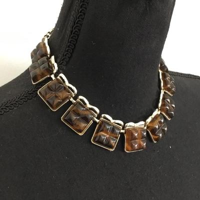 Vintage, Silver toned lucite type necklace