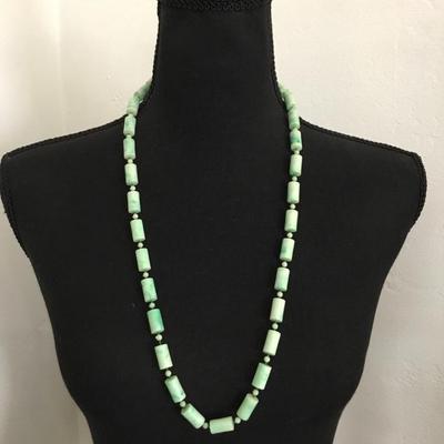 Vintage, mint, green Lucite type bead necklace