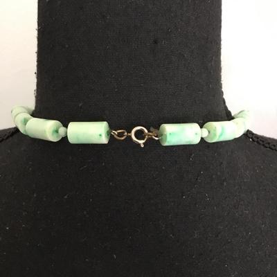 Vintage, mint, green Lucite type bead necklace