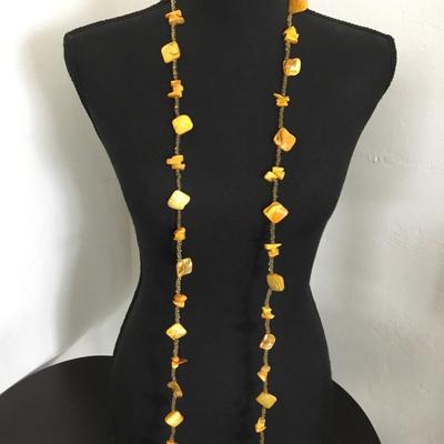 Very beautiful very nice mustard yellow shell necklace, layering necklace