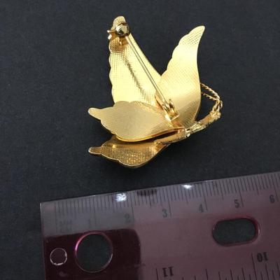 Lovely vintage butterfly cloisonné brooch