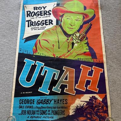 Original Heavy Duty LARGE Movie Poster - Roy Rogers Utah c1950's