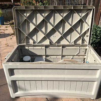 Suncast Garden bench low storage chest contents not included