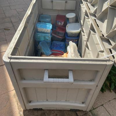 Suncast Garden bench low storage chest contents not included