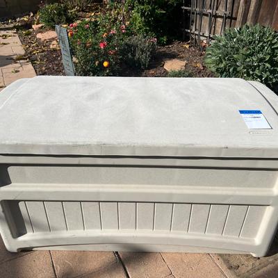 Suncast Garden bench low storage chest contents not included