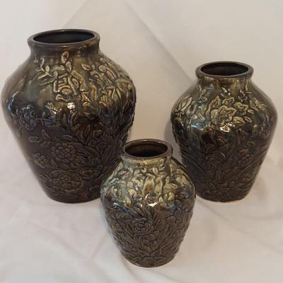 Three Matching Roseville Pottery Vases (O-BBL)