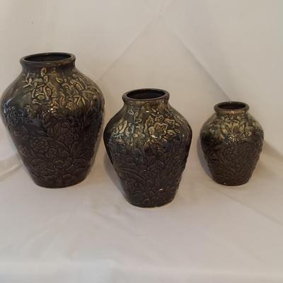 Three Matching Roseville Pottery Vases (O-BBL)