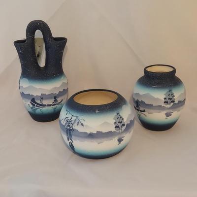 Three Signed Cedar Mesa Pottery Pieces (O-BBL)