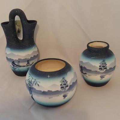 Three Signed Cedar Mesa Pottery Pieces (O-BBL)