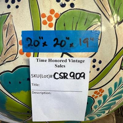 Flowered Ceramic Talvera large pot 20 X 20 X19 with Orchid