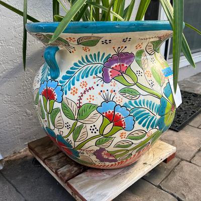 Flowered Ceramic Talvera large pot 20 X 20 X19 with Orchid