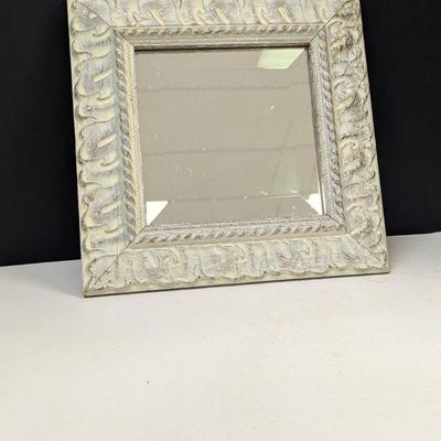 Vintage Square Accent Mirror Faux Stone Approx 12 3/4"x 12 1/2"