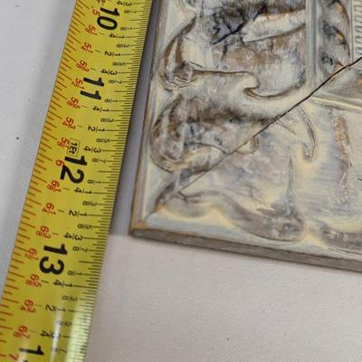 Vintage Square Accent Mirror Faux Stone Approx 12 3/4"x 12 1/2"
