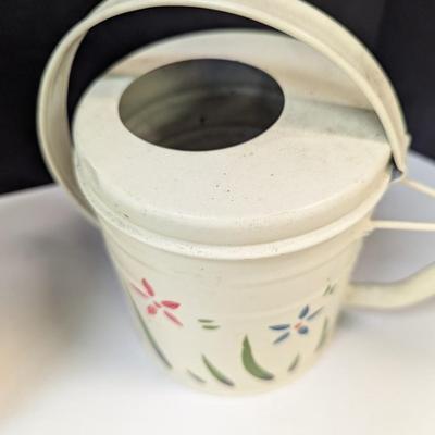 Metal Hand Painted Watering Can & Ceramic Vases