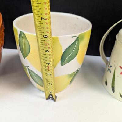 Metal Hand Painted Watering Can & Ceramic Vases