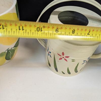 Metal Hand Painted Watering Can & Ceramic Vases