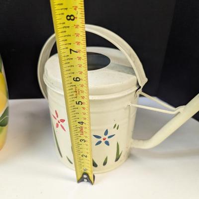 Metal Hand Painted Watering Can & Ceramic Vases