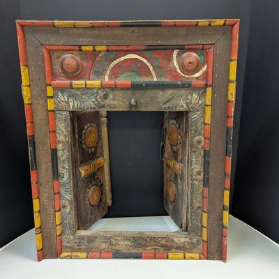 India Wooden Door Double Opening Center Colorful Wood