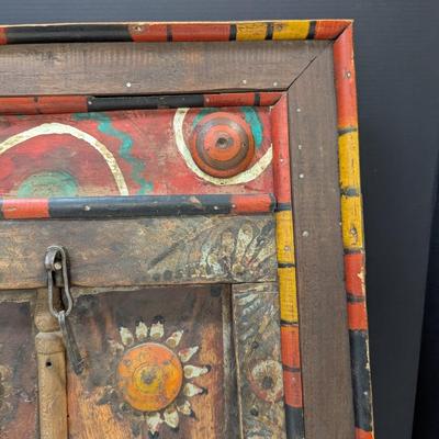 India Wooden Door Double Opening Center Colorful Wood