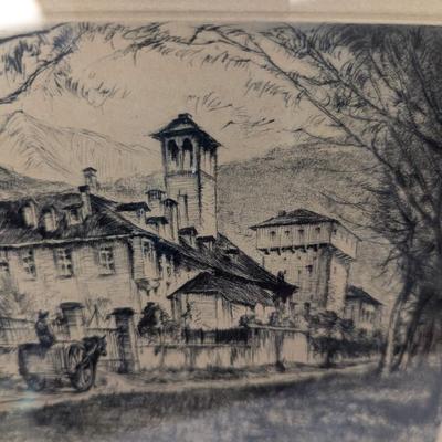 Signed Castello di Ferro Drawing Approx 11" x 9" French Buildings Landmarks