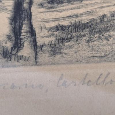 Signed Castello di Ferro Drawing Approx 11" x 9" French Buildings Landmarks