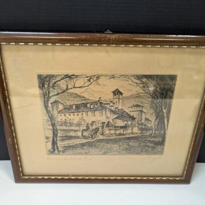 Signed Castello di Ferro Drawing Approx 11" x 9" French Buildings Landmarks