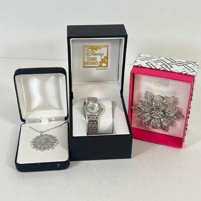 LOT 30: Fashion Jewelry in Original Boxes - Disney Time Works Watch and More