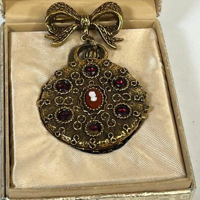 LOT 31: Vintage Jewelry - Mary Chess Solid Perfume Brooch and More