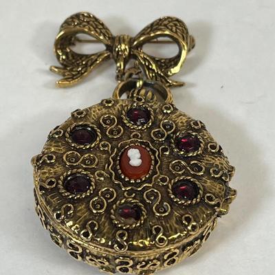 LOT 31: Vintage Jewelry - Mary Chess Solid Perfume Brooch and More
