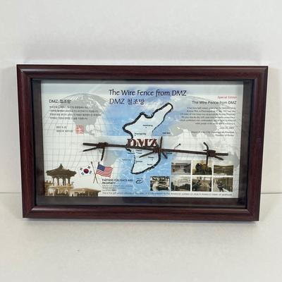 LOT 33: Commemorative Framed Korean War Wire Fence Piece, Swiss Army Knife and More