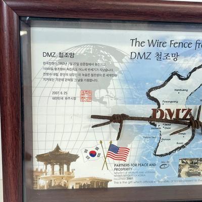 LOT 33: Commemorative Framed Korean War Wire Fence Piece, Swiss Army Knife and More