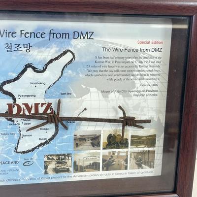 LOT 33: Commemorative Framed Korean War Wire Fence Piece, Swiss Army Knife and More