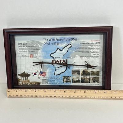 LOT 33: Commemorative Framed Korean War Wire Fence Piece, Swiss Army Knife and More