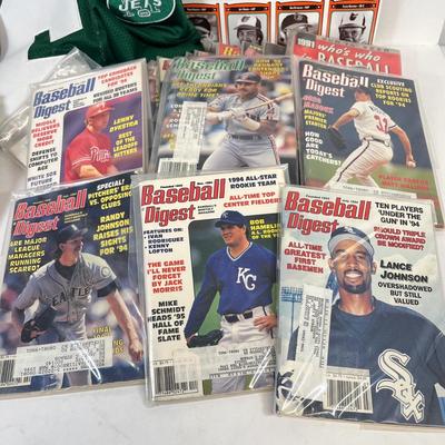 LOT 39: Sports Memorabilia - Mark Sanchez N.Y. Jets Jersey, Baseball Digest Magazine Collection - Baseball, Football Basketball Cards