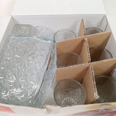 LOT 42: Bormioli Rocco Dedalo Decanter Set, Crown Wine Stoppers & Riedel Wine Glass Set