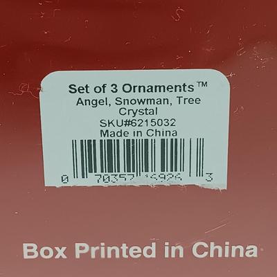 LOT 43: Waterford Happy Anniversary Stem Vase and USO Tree Ornament with Gorham Crystal Ornaments & Mikasa Tea Light Holders