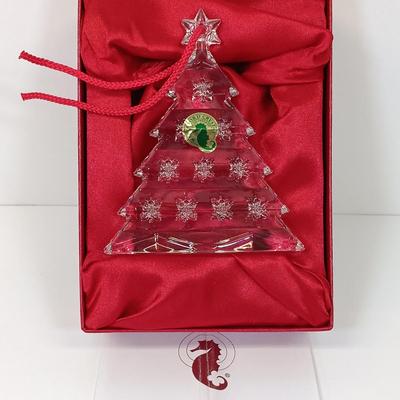 LOT 43: Waterford Happy Anniversary Stem Vase and USO Tree Ornament with Gorham Crystal Ornaments & Mikasa Tea Light Holders